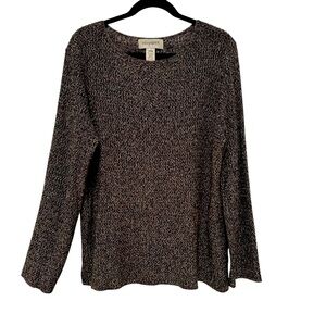 Easy Spirit Textured Knit Sweater in Black and Tan- EUC